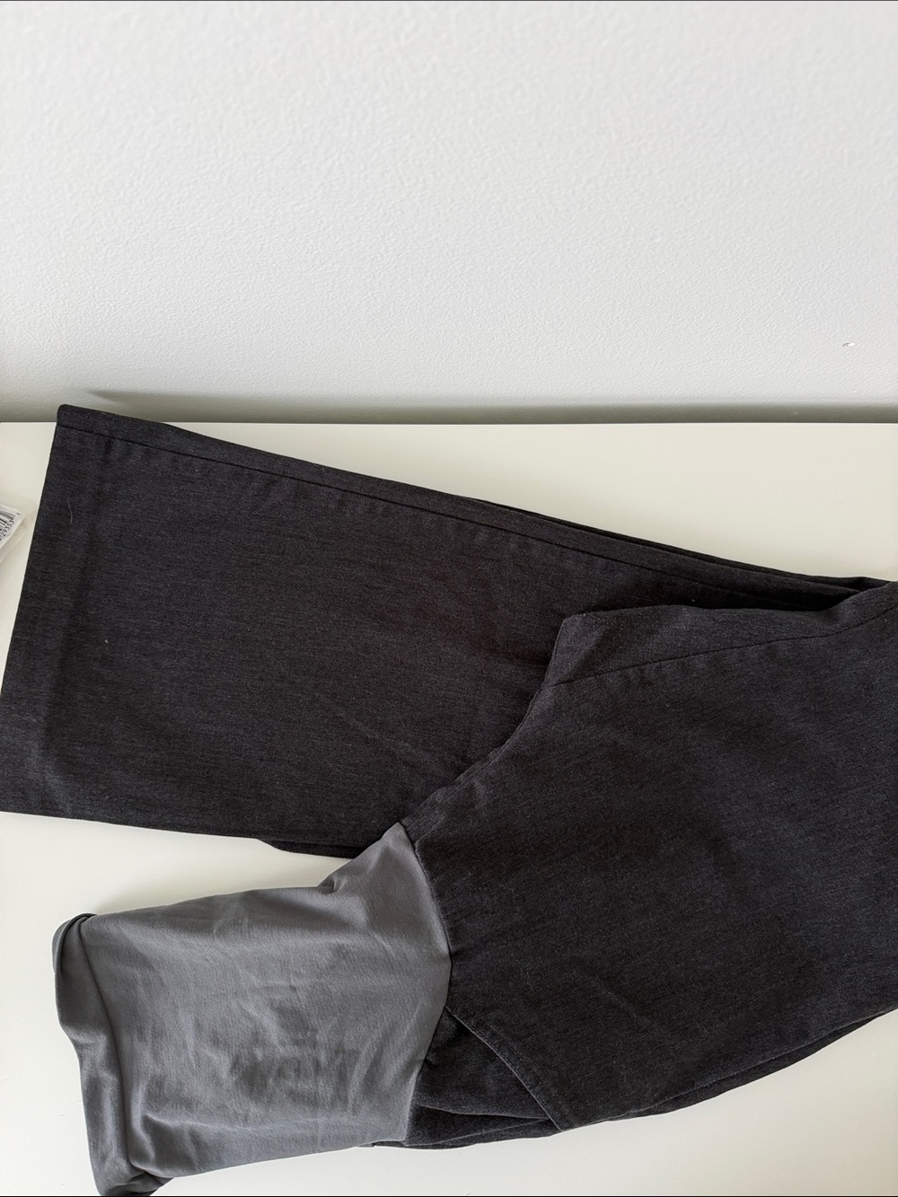 Two Hearts Maternity Black Joggers with Gray Cuff Panel Small